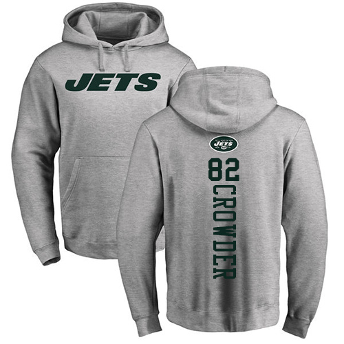 New York Jets Men Ash Jamison Crowder Backer NFL Football 82 Pullover Hoodie Sweatshirts